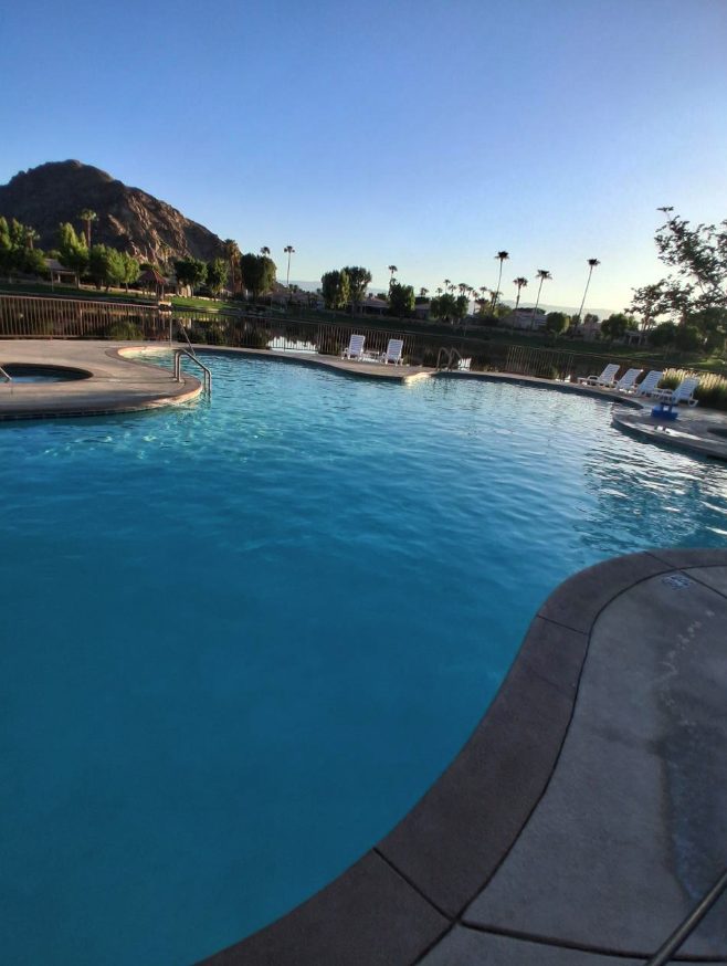 HOA community pool and spa in La Quinta maintained by Roadrunner commercial crews