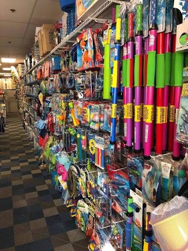 Pool toys and floats aisle inside The Pool Store in La Quinta
